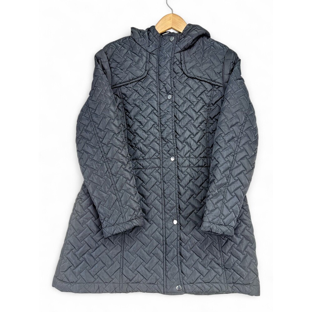 Big Chill Quilted Hooded Puffer Coat Women's‎ L - Black